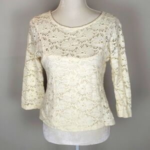 Donna Rae Lace Top & Cami Off White/ Ivory  VGUC M/L see measurement